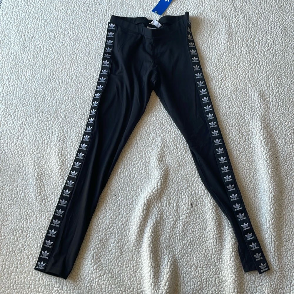 Adidas cotton leggings with ribbon like sides